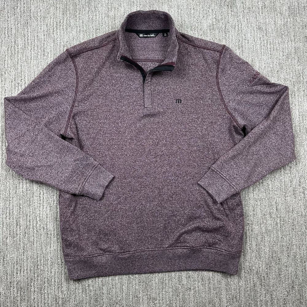 TravisMathew Shirt Quarter-Zip Pullover Mens XL Maroon Heather Sanford Logo